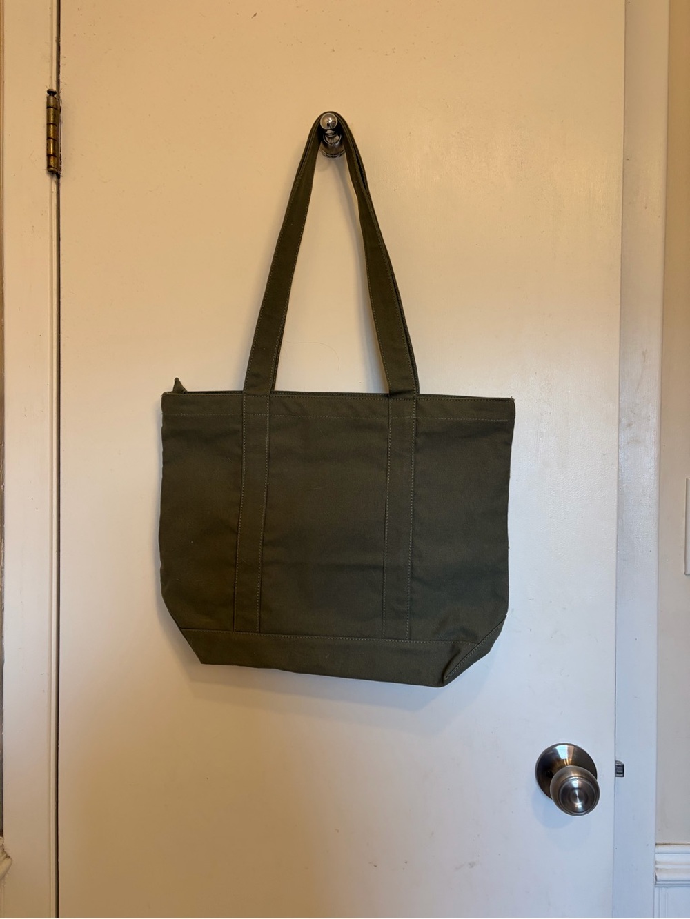 Loft Olive Green Canvas Tote Bag